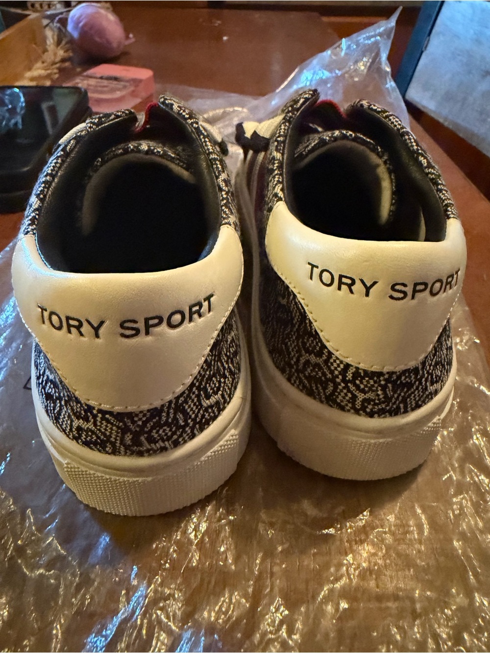 Tory Sport Kids Black and White Pattern Knit Sneakers